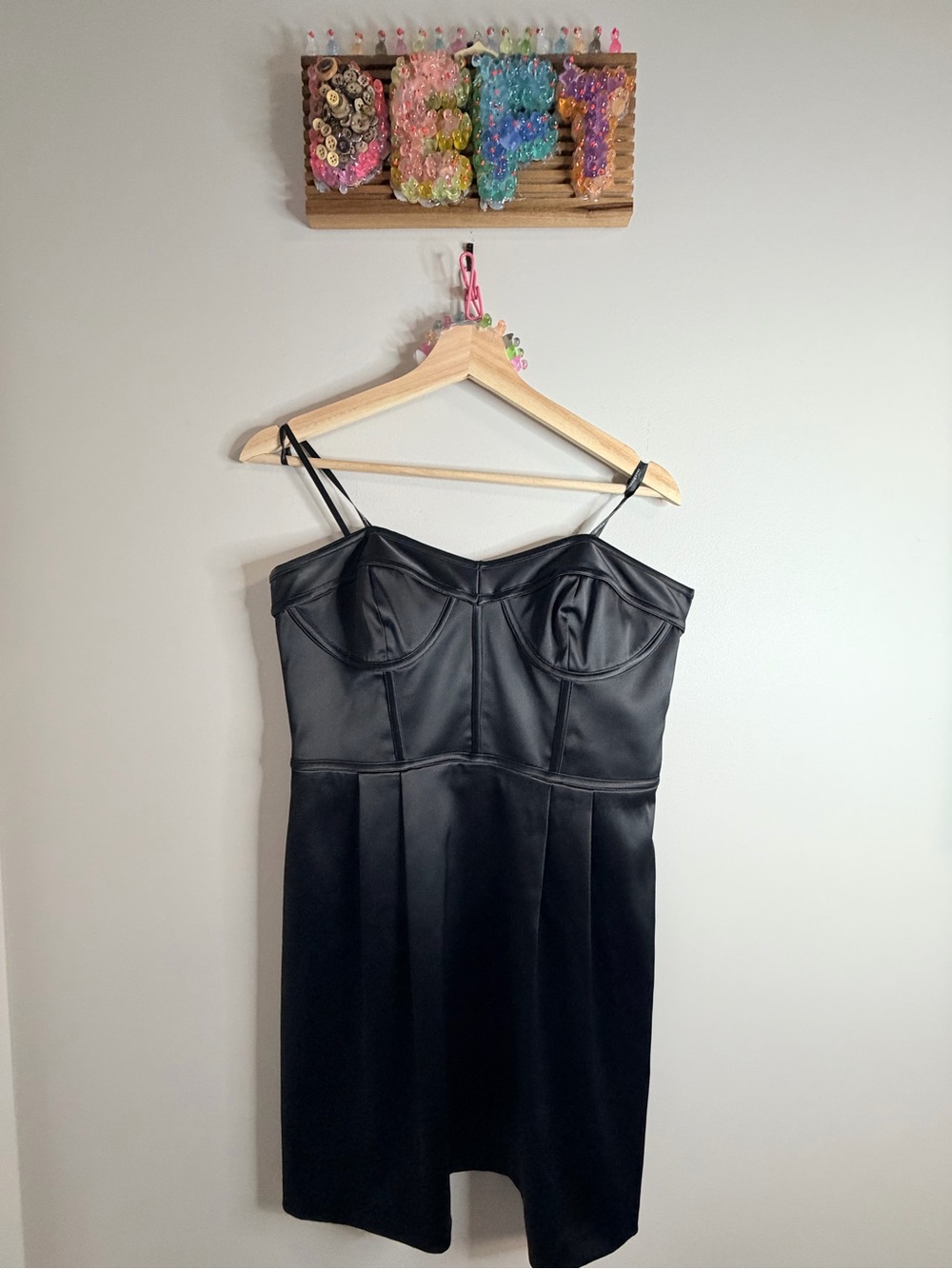 Laundry by Design Black Satin Mini Dress with Bust Seams